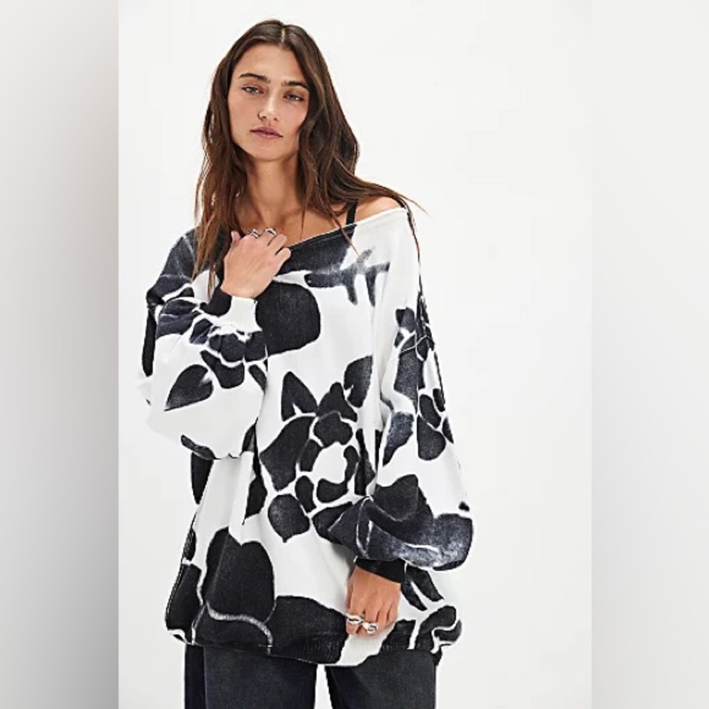 New Free People FP We The Free Painters Garden Pullover Sweatshirt Top sz XS
